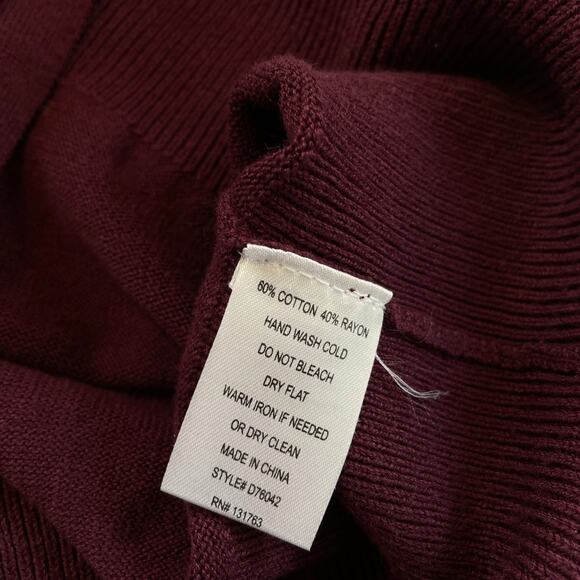 Anthropologie Knitted Dove Embroidered Cardigan Burgundy  Sweater Size M - Picture 9 of 15